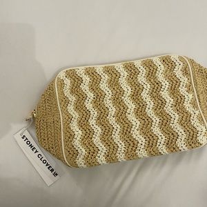 Stoney Clover Lane Wooden Large Pouch WHITE